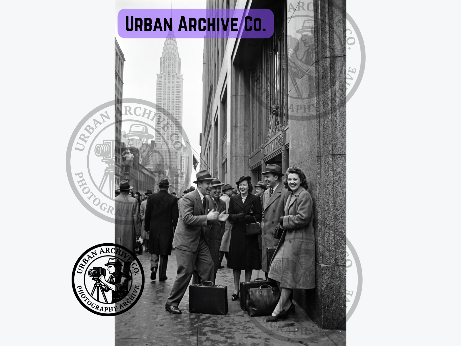 Fine Art Print - Chrysler Building New York street scene, 1940s