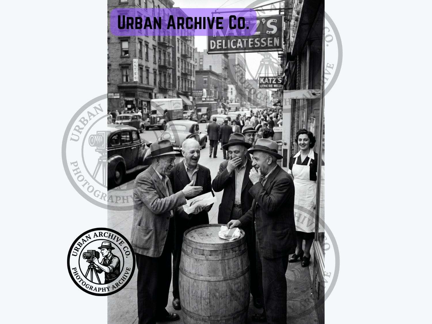 Fine Art Print - Friends Laughing Outside NYC Deli, 1940s