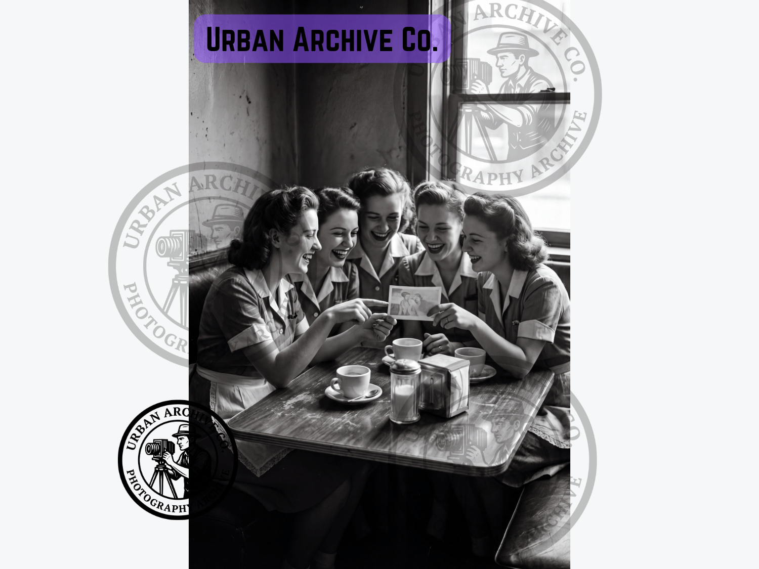 Fine Art Print - 1940s Waitresses Looking at Photograph