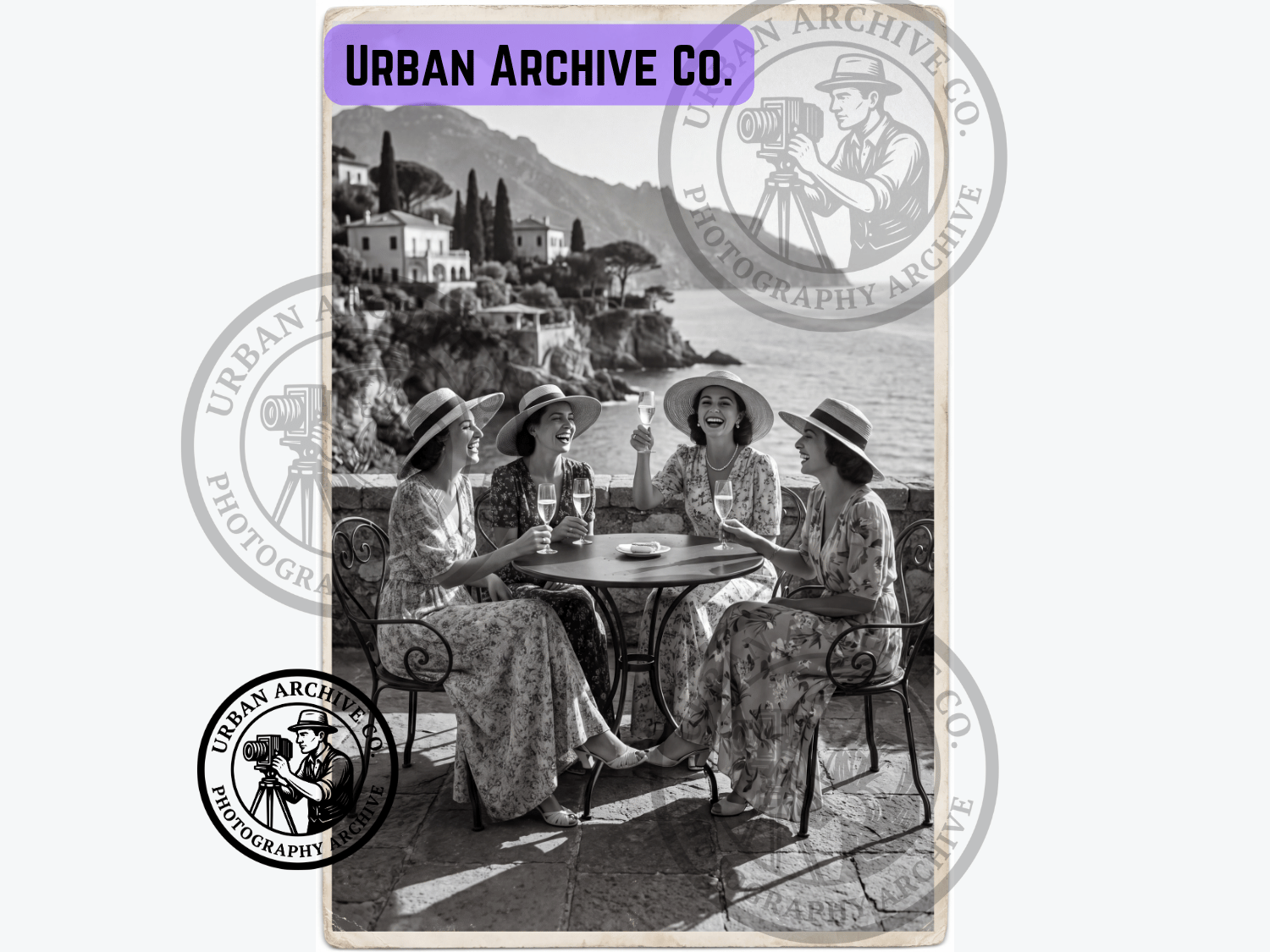 Fine Art Print - Elegant Ladies Toasting on the Amalfi Coast, 1950s