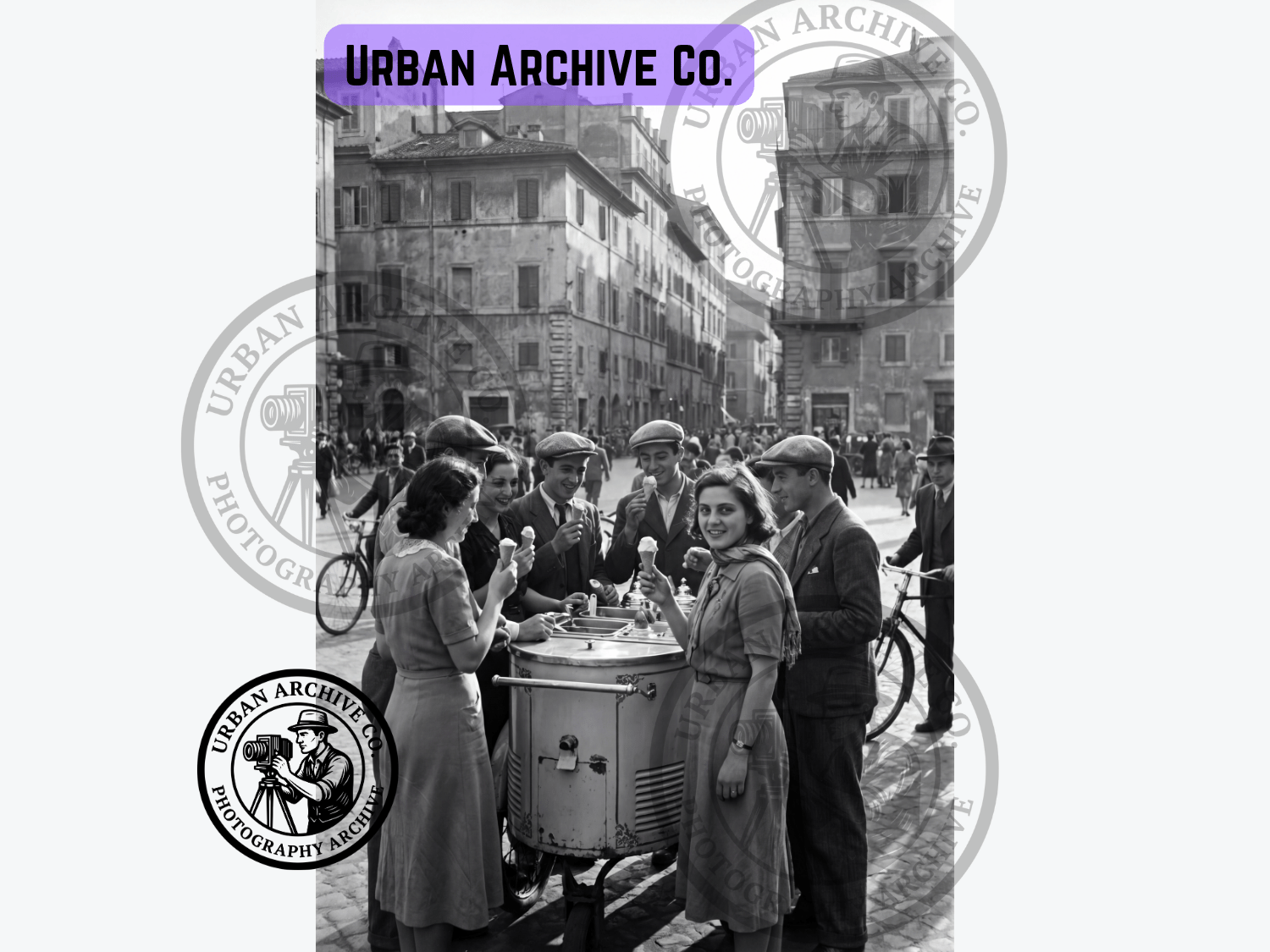 Fine Art Print - Friends Enjoying Gelato in Rome, 1950s