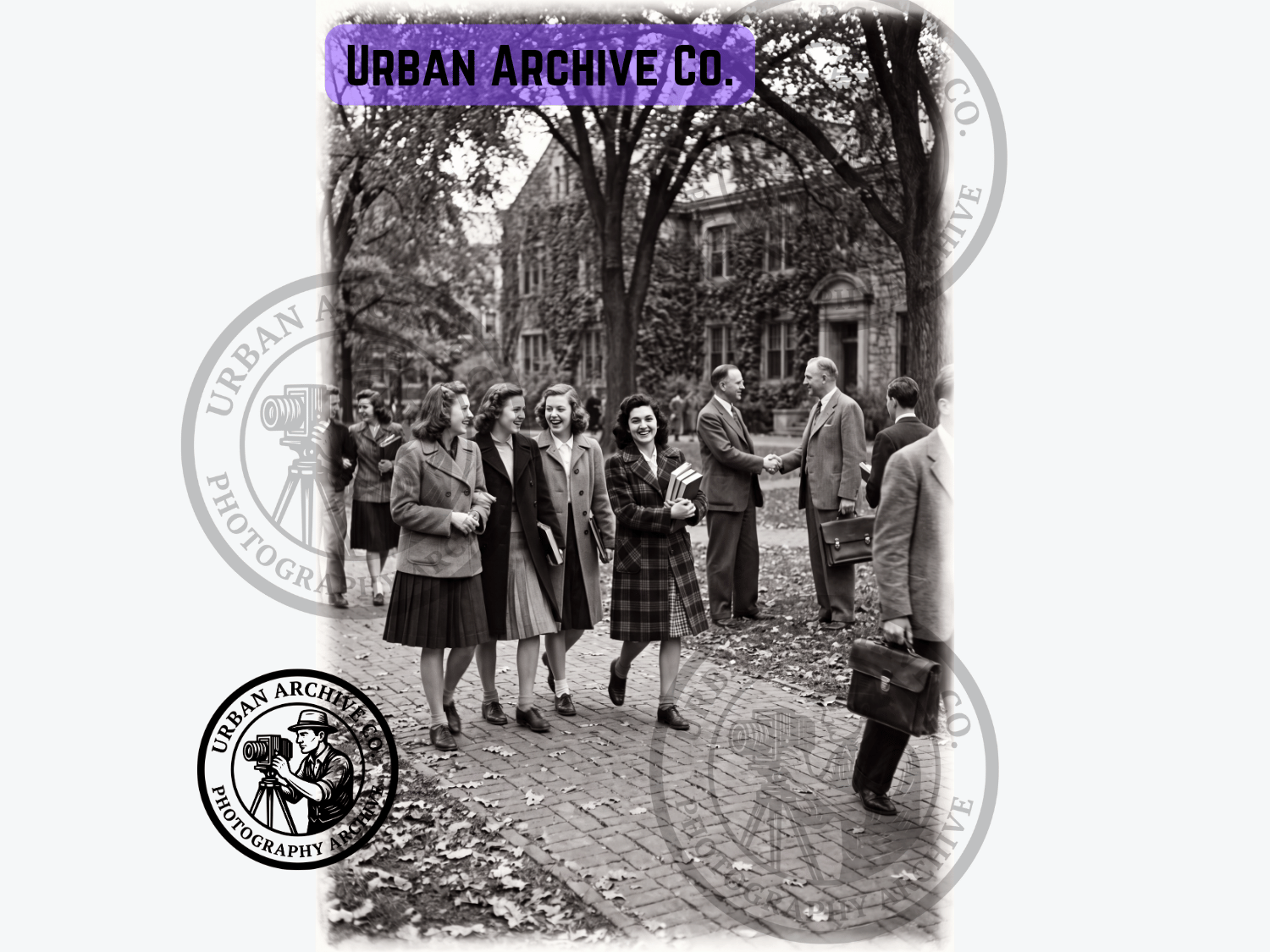 Fine Art Print - University Students Walking, 1940s
