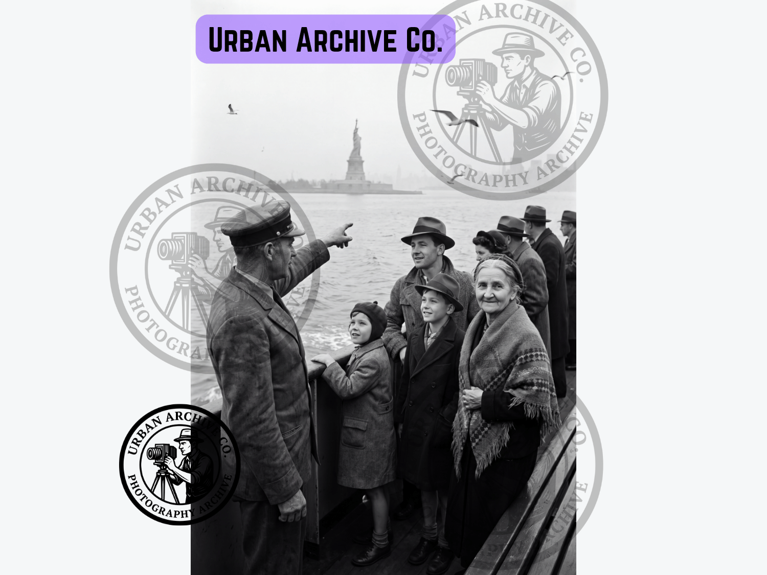 Fine Art Print - Family Arriving in New York Harbor, 1940s