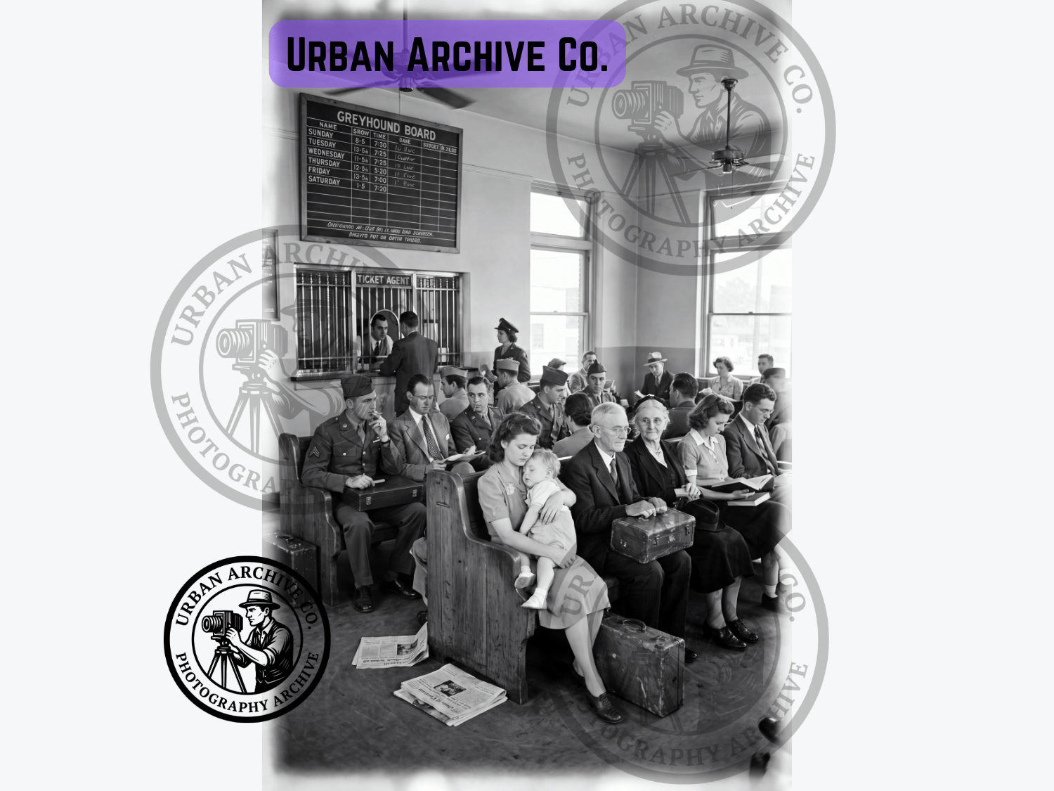 Fine Art Print - Waiting at the Greyhound Station, 1940s