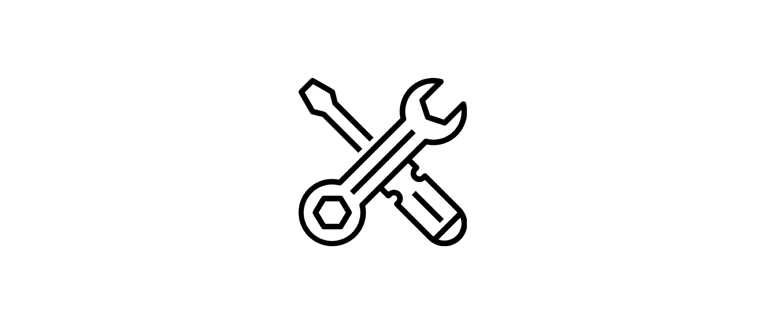 Outline of a wrench and screwdriver crossed over each other.