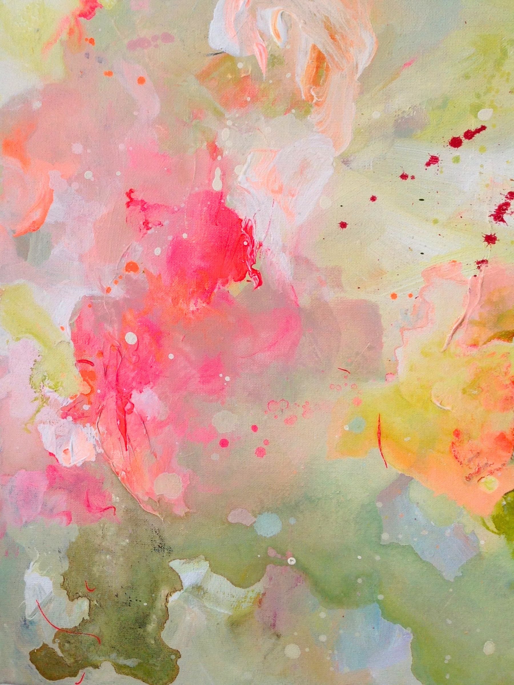 Acrylmalerei mit buntem Farbverlauf und Farbklecksen