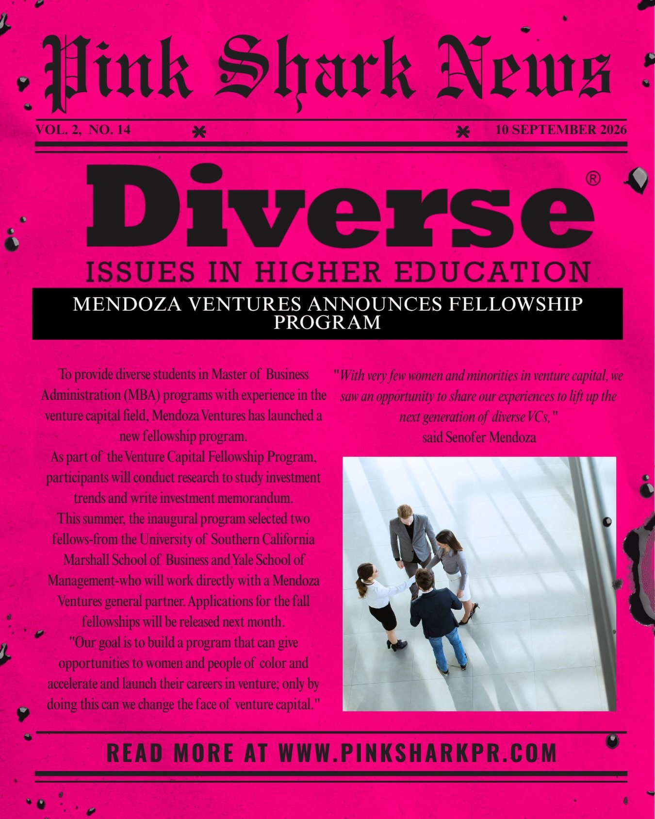 Mendoza Ventures launches a new fellowship program for diverse MBA students who want to experience the venture capital field.
The goal is to change the face of the venture capital industry and mendozaventures is well on their way to doing just that.