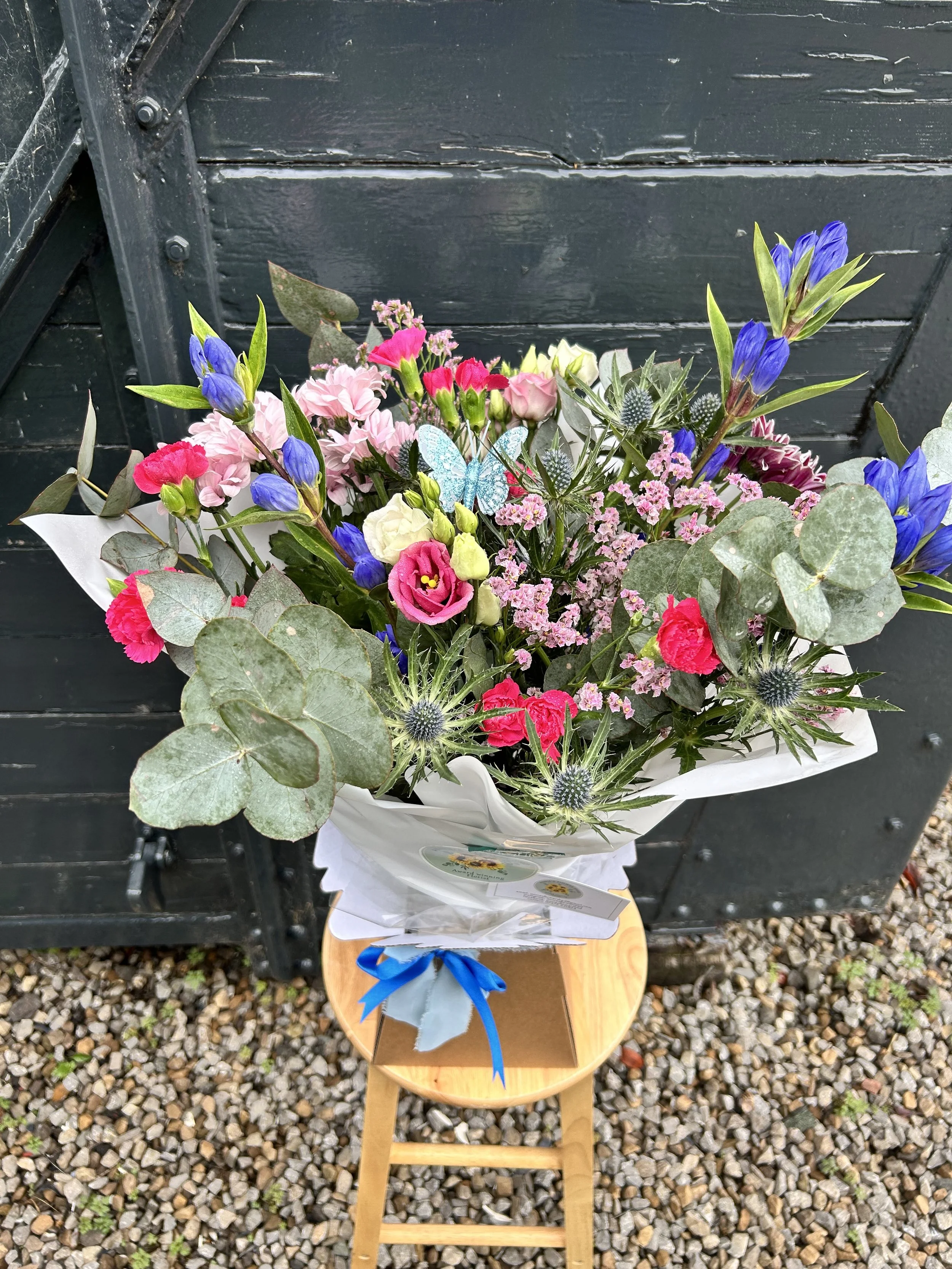 A bouquet of colorful flowers.