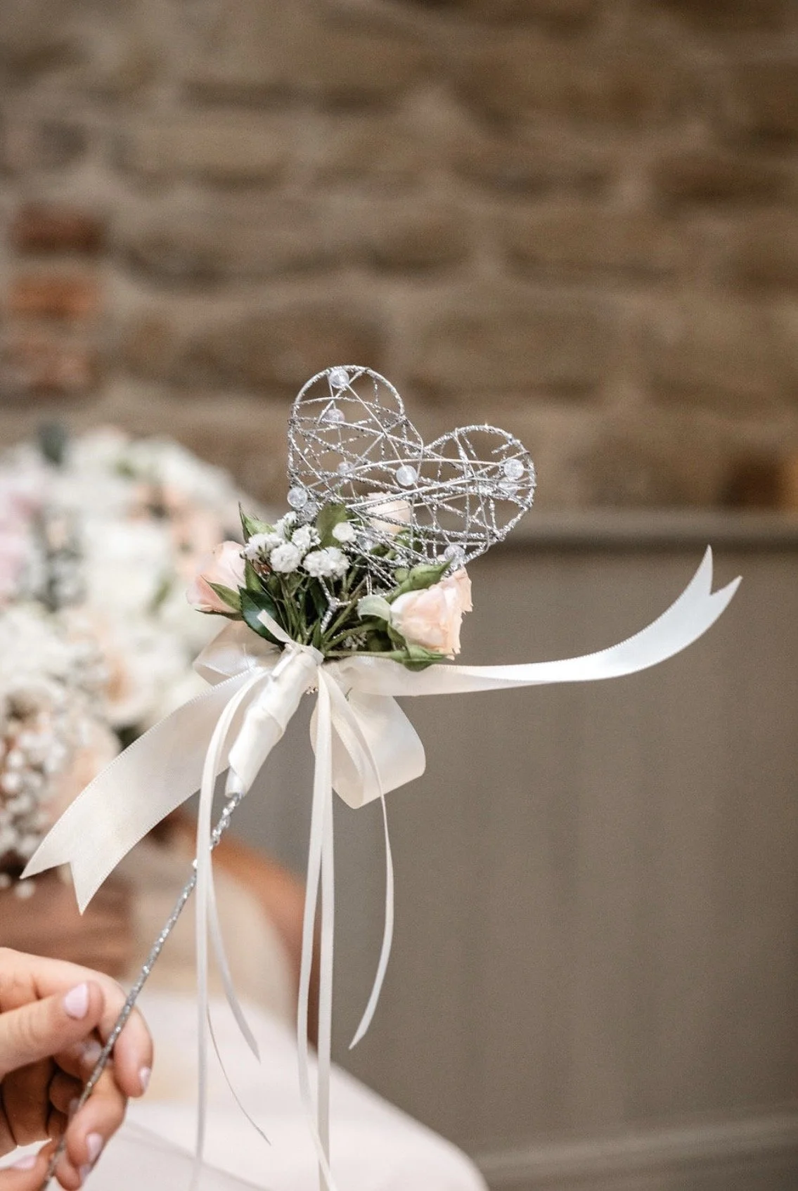 flower girl wand made by Annie's Flower Shed.