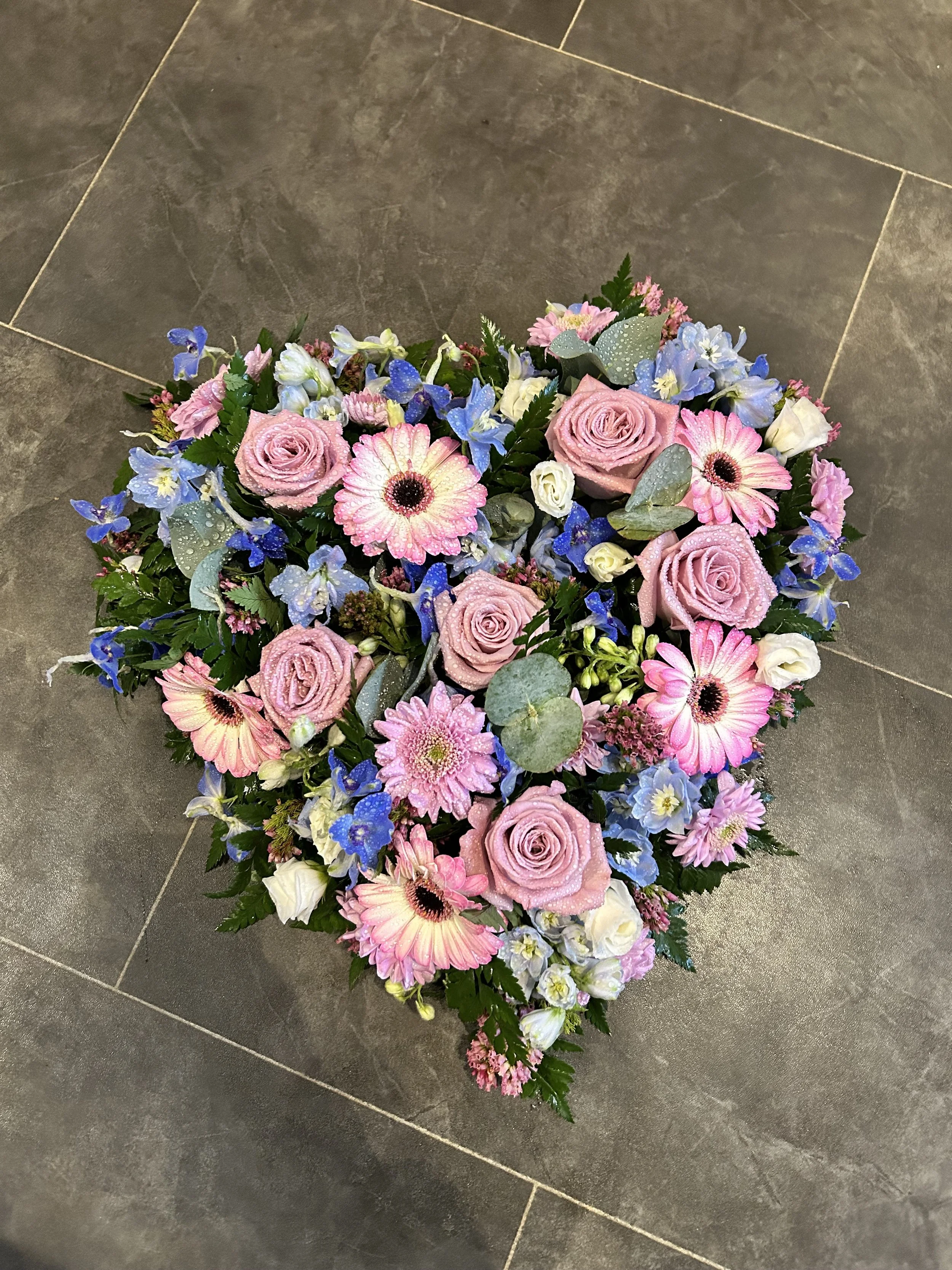 funeral heart arrangement