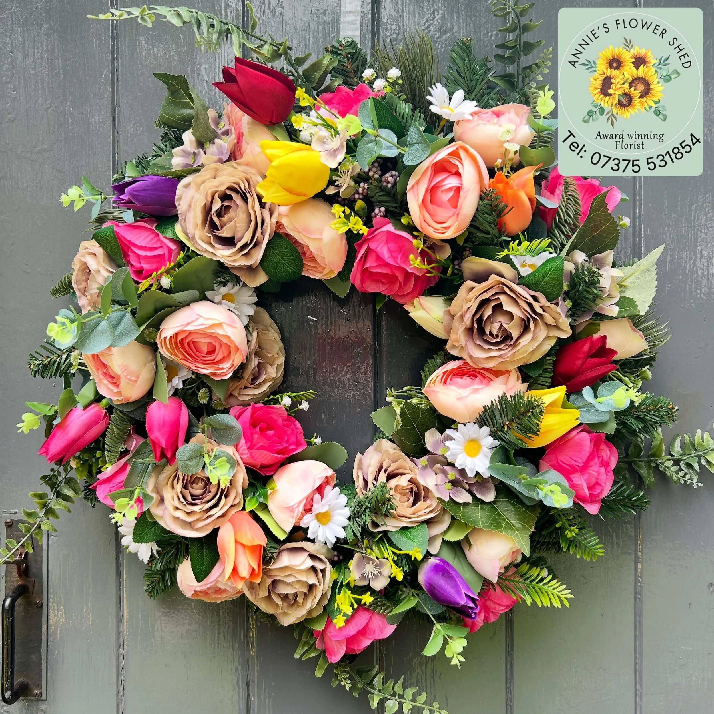 Colorful door wreath