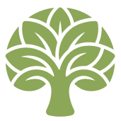 A stylized green tree with rounded leaves.