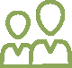 Two simple green line icons representing a person and a user.