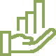 A hand holding a bar graph icon.