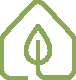 Icon of a leaf inside a house outline indicating eco-friendly or sustainable home