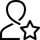 Black silhouette of a person standing and pointing upward against a white background.