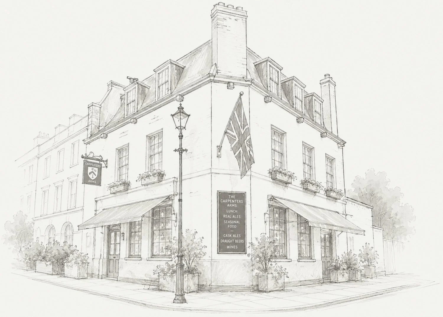 Illustration of The Carpenters Arms pub in Hammersmith, London