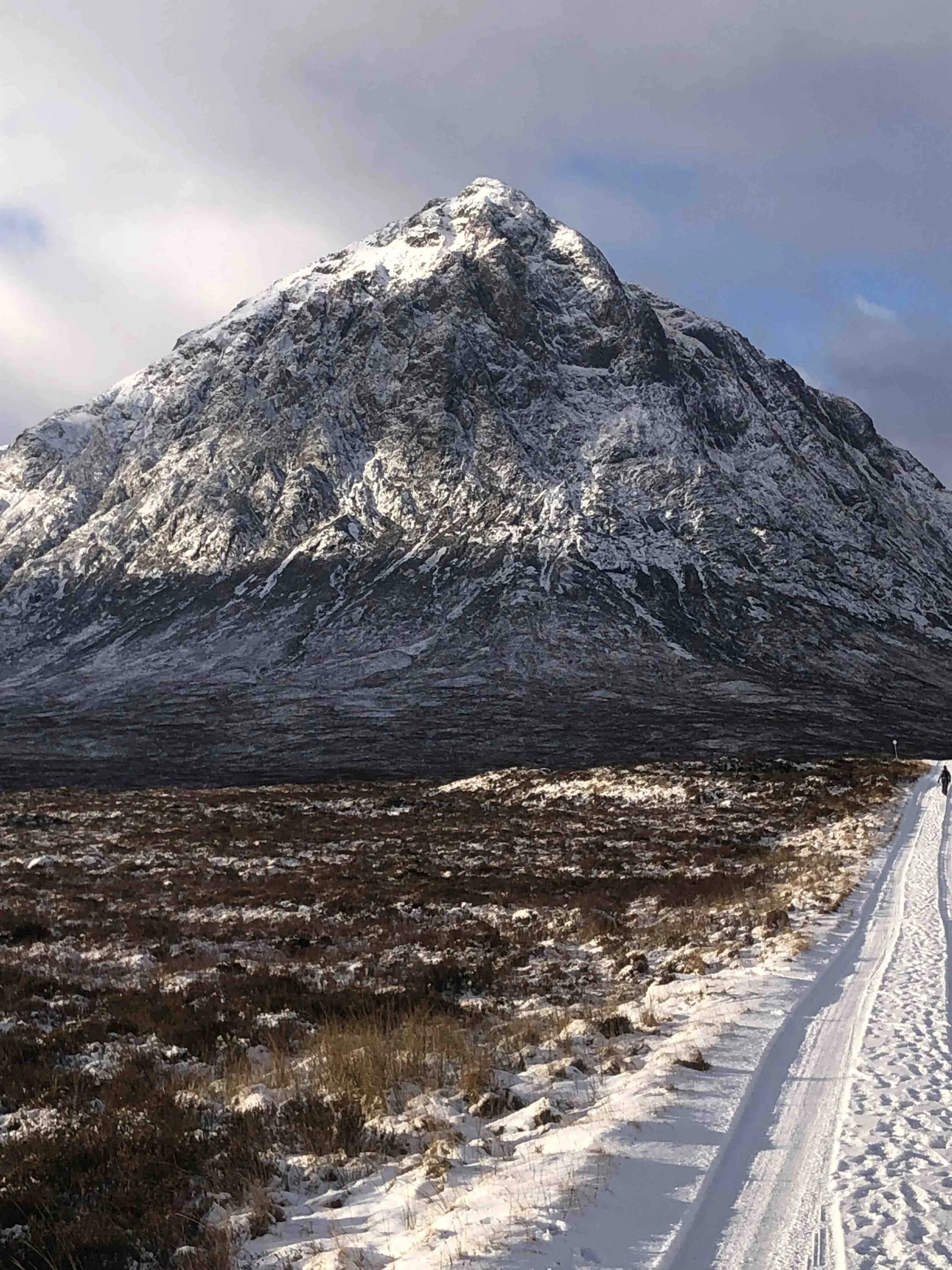 Snow-covered mountain with path - Glen Coe, Scotland