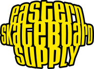 Logo for Eastern Skateboard Supply with yellow text on a black background