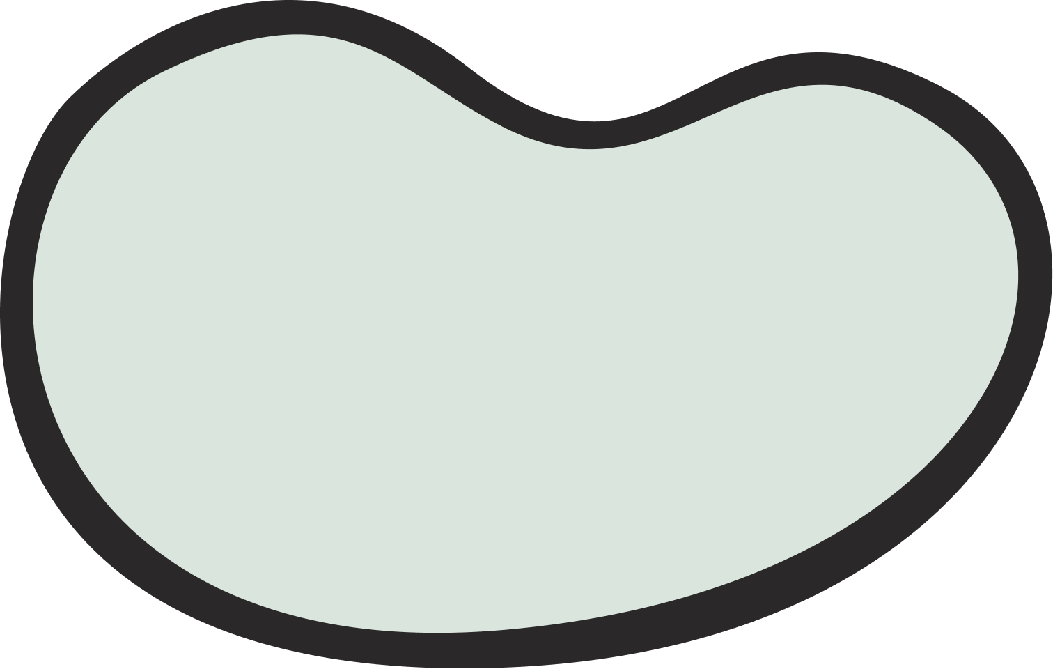 Simplified cartoon illustration of a skate bowl with a black outline and light green fill.