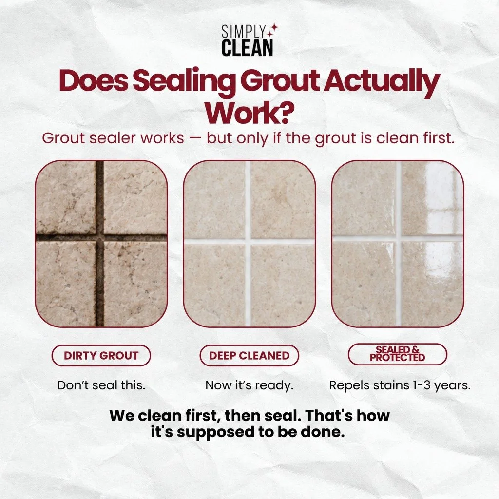 Does Sealing Grout Actually Work?

Grout sealer works &mdash; but only if the grout is clean first. 🔒

Sealing dirty grout is one of the most common mistakes homeowners make. The sealer doesn't clean it &mdash; it locks in whatever is already there.