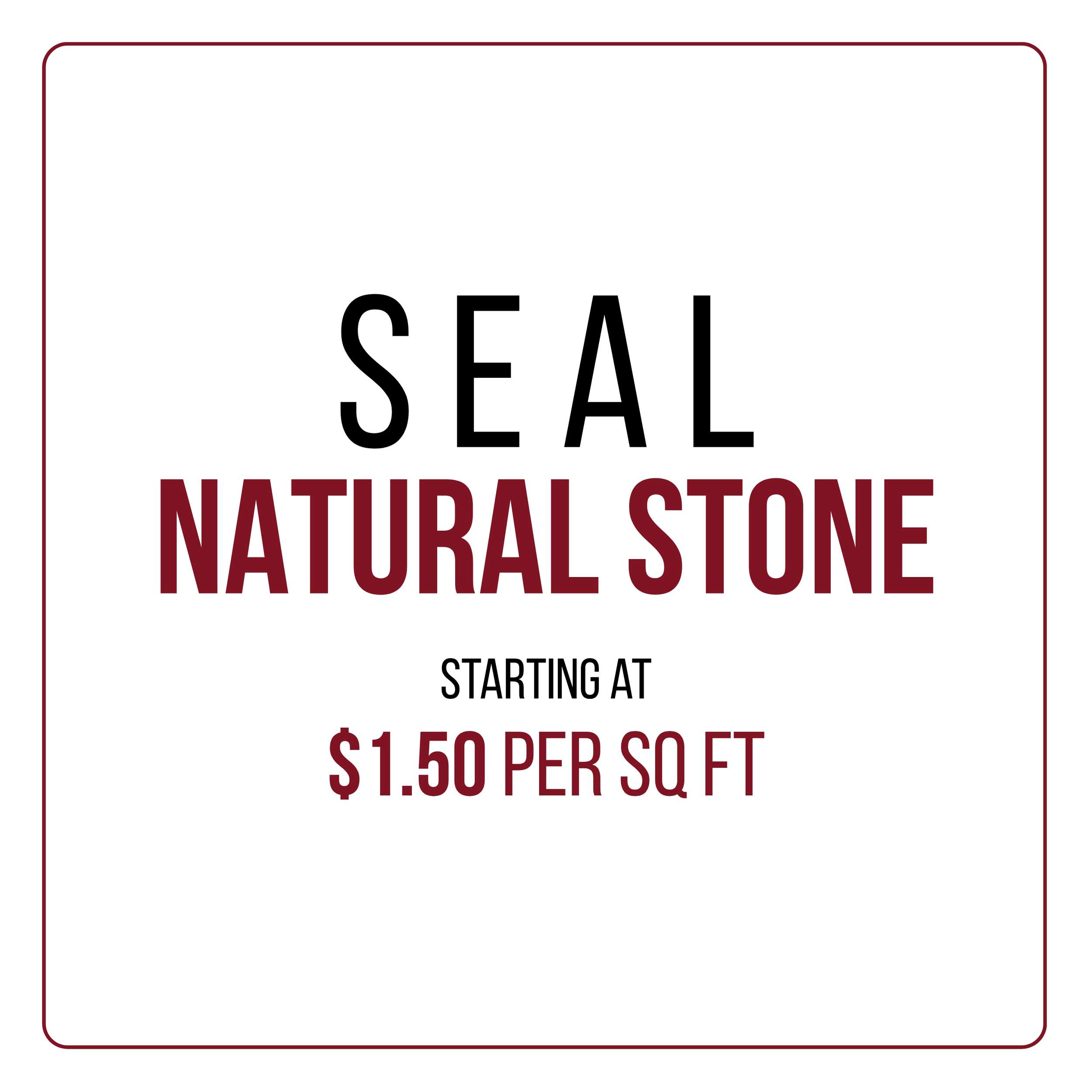 Sign advertising a natural stone sale starting at $1.50 per set.