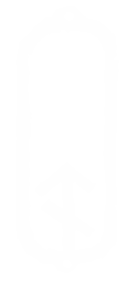 Black and white image of a tag with geometric symbols and patterns.