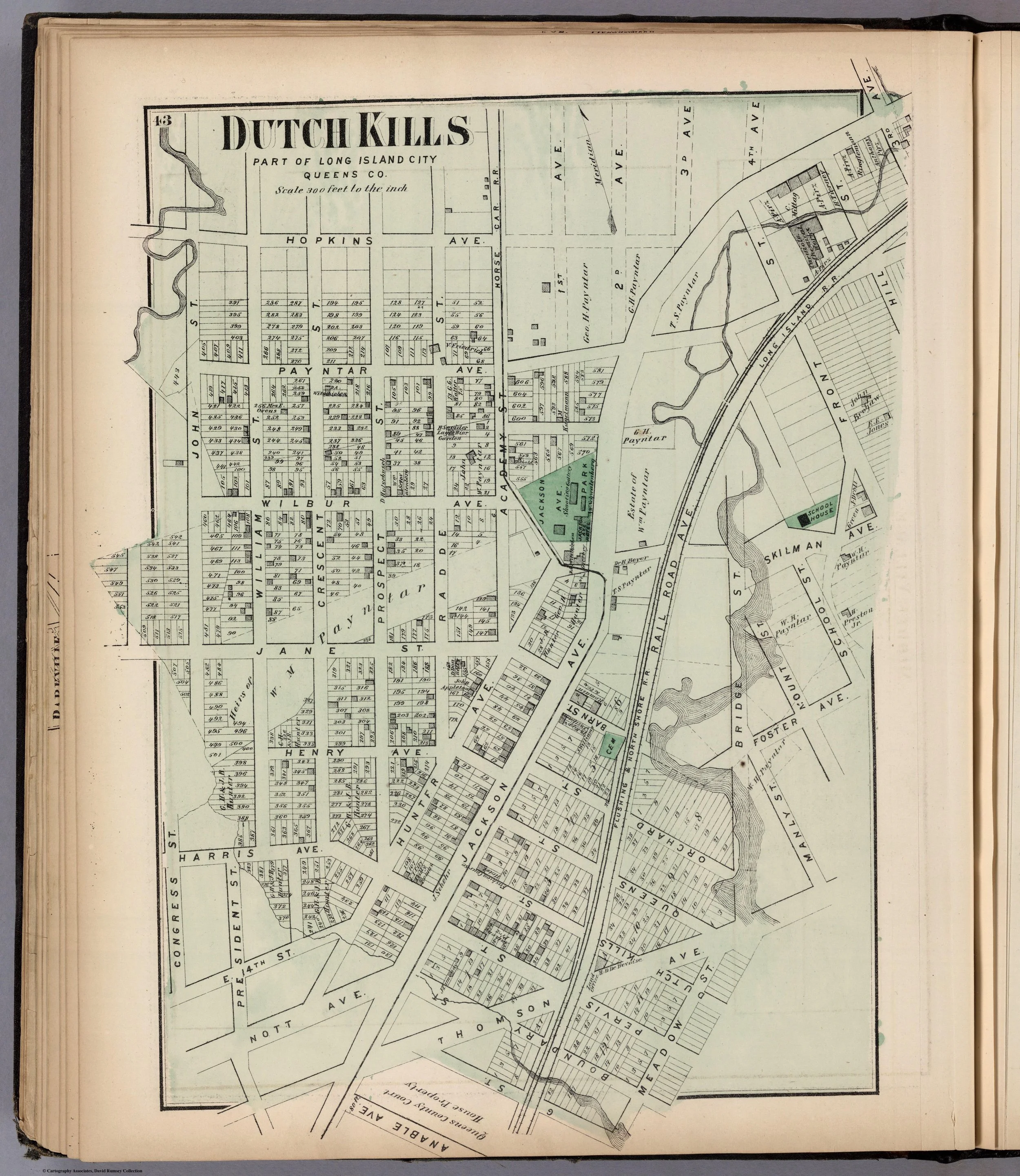 Dutch Kills, Part of Long Island City, Queens Co., L.I., by F.W. Beers, published by Beers, Comstock & Cline, 1873, in the Atlas of Long Island, New York. From the David Rumsey Map Collection.