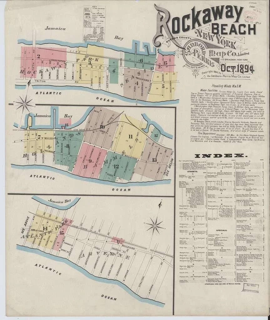 1894 Sanborn fire insurance map of Rockaway Beach, Queens, New York