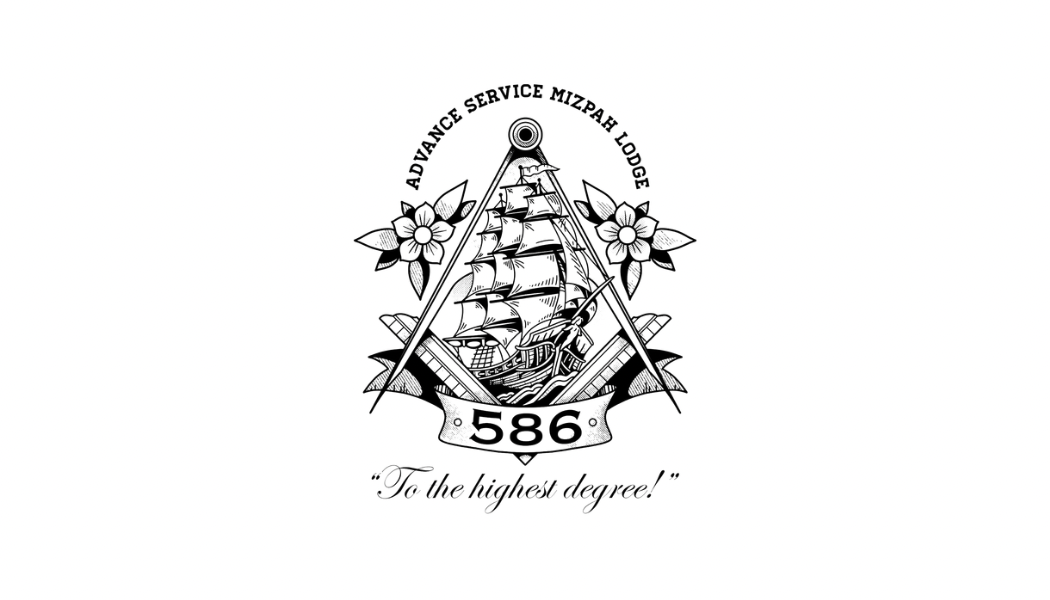an image of the seal of Advance Service Miizpah Lodge No.586, designed by Pon DeCaro.