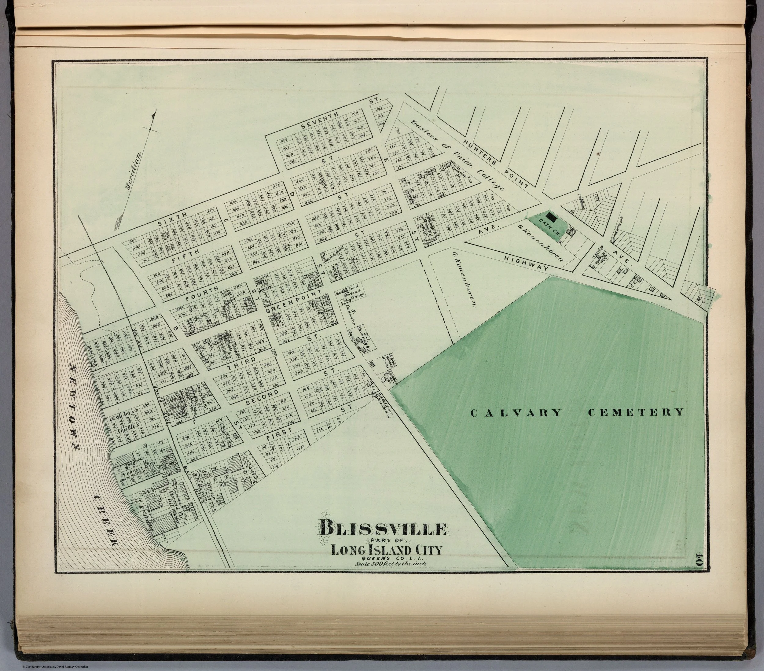 Blissville, Part of Long Island City, Queens County, L.I., by F.W. Beers, published by Beers, Comstock & Cline, 1873, in the Atlas of Long Island, New York. From the David Rumsey Map Collection.