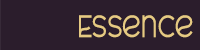 Essence logo with beige background and purple text