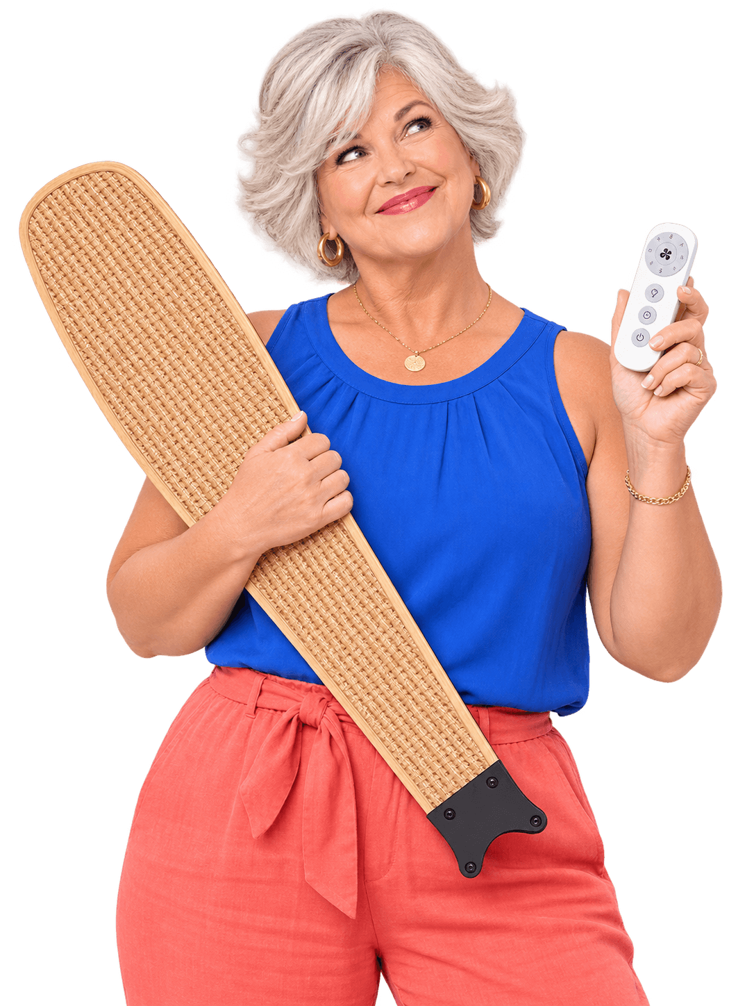 mount-dora-minneola.png Homeowner holding a ceiling fan blade and remote while planning a ceiling fan installation.