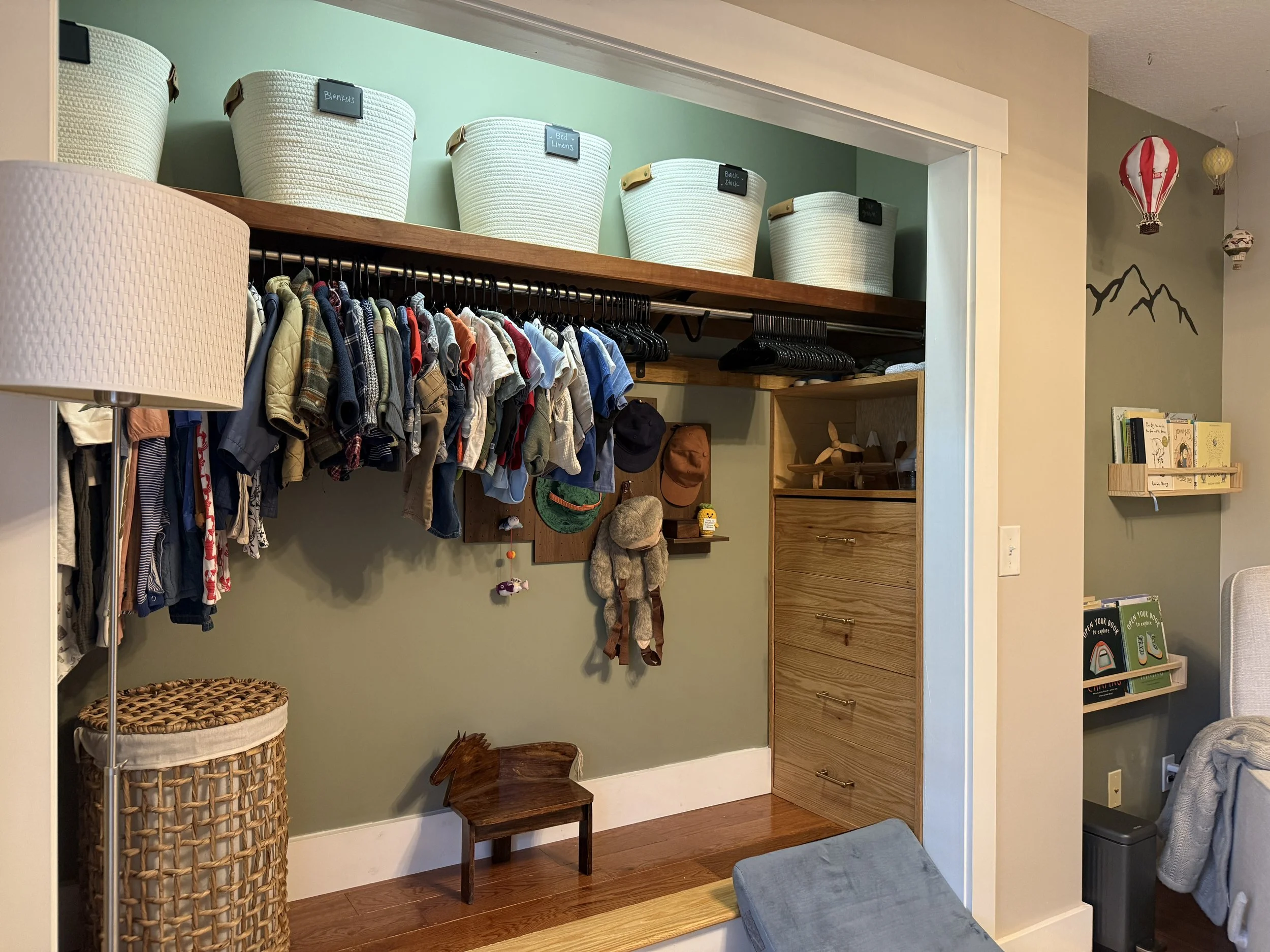 Updating closet with dresser for little boy
