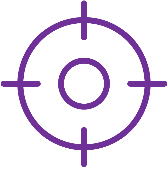 Purple target symbol or crosshair icon on a black background.