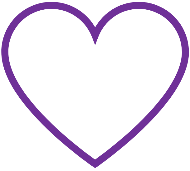 Black heart with a purple outline.