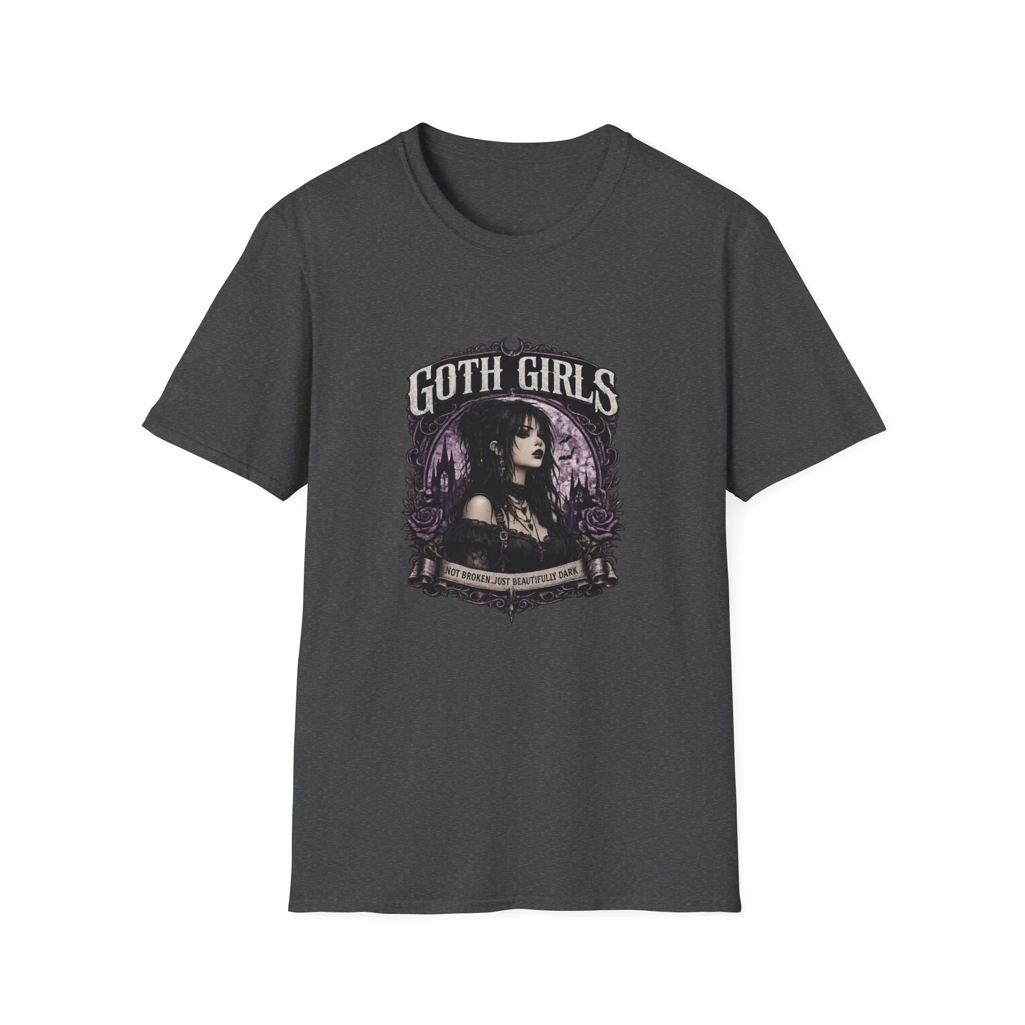 Goth Girls Graphic T-Shirt — Dark Vintage Vampire Portrait Tee