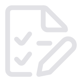White document checklist and pencil icon on a black background