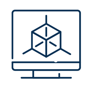Computer screen displaying a 3D wireframe cube with coordinate axes.