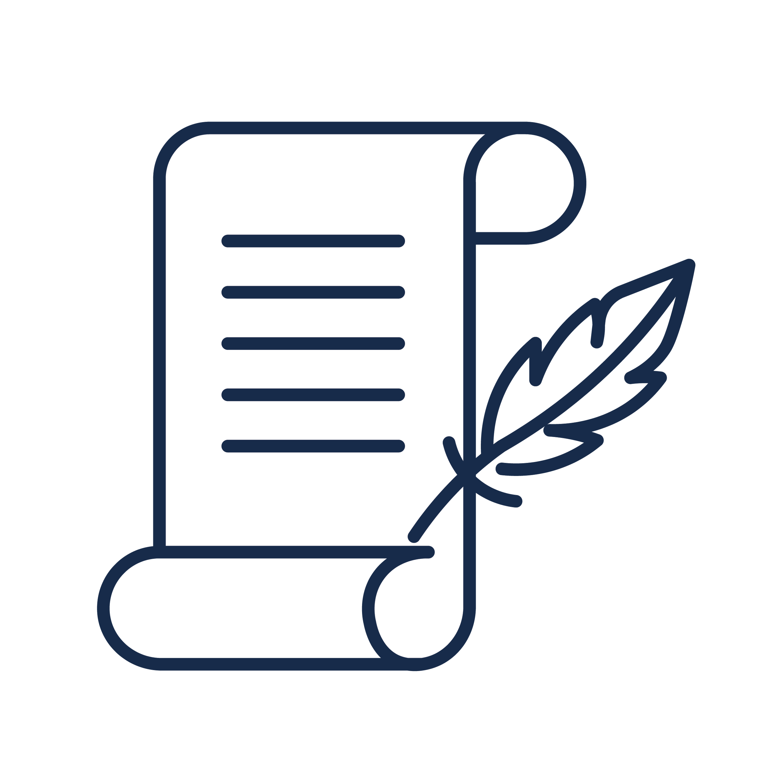 Outline illustration of a paper document with horizontal lines, a pencil, and a hand with a curled finger pointing at the document.