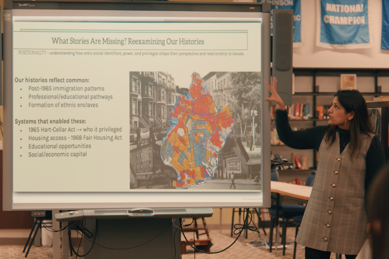 Session built and presented by Empowered Voices on immigration history and school segregation.