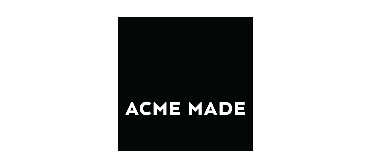 Black background with white text reading "ACME MADE" in the center.