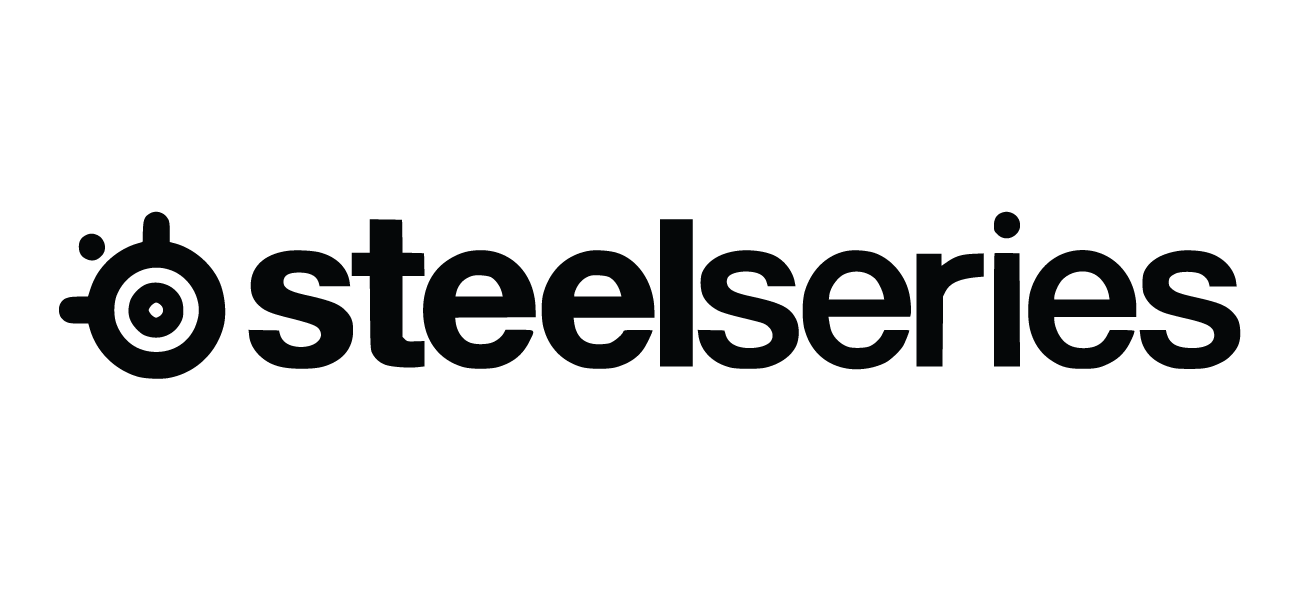 The image contains a dark overlay with the logo of SteelSeries, a brand known for gaming peripherals, in black text with a stylized 'O' that looks like a targeting scope.