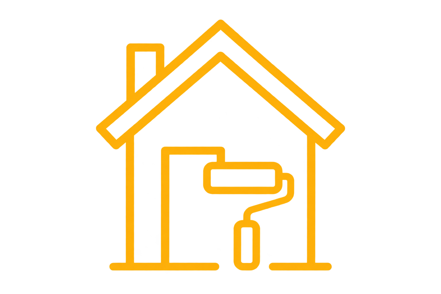 Gold-colored house icon with a chimney, sloped roof, and window.