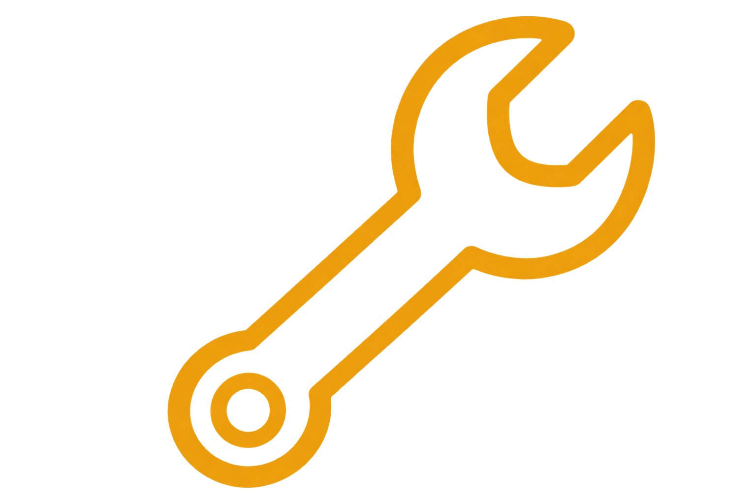 A large, orange, 3D checkmark icon.