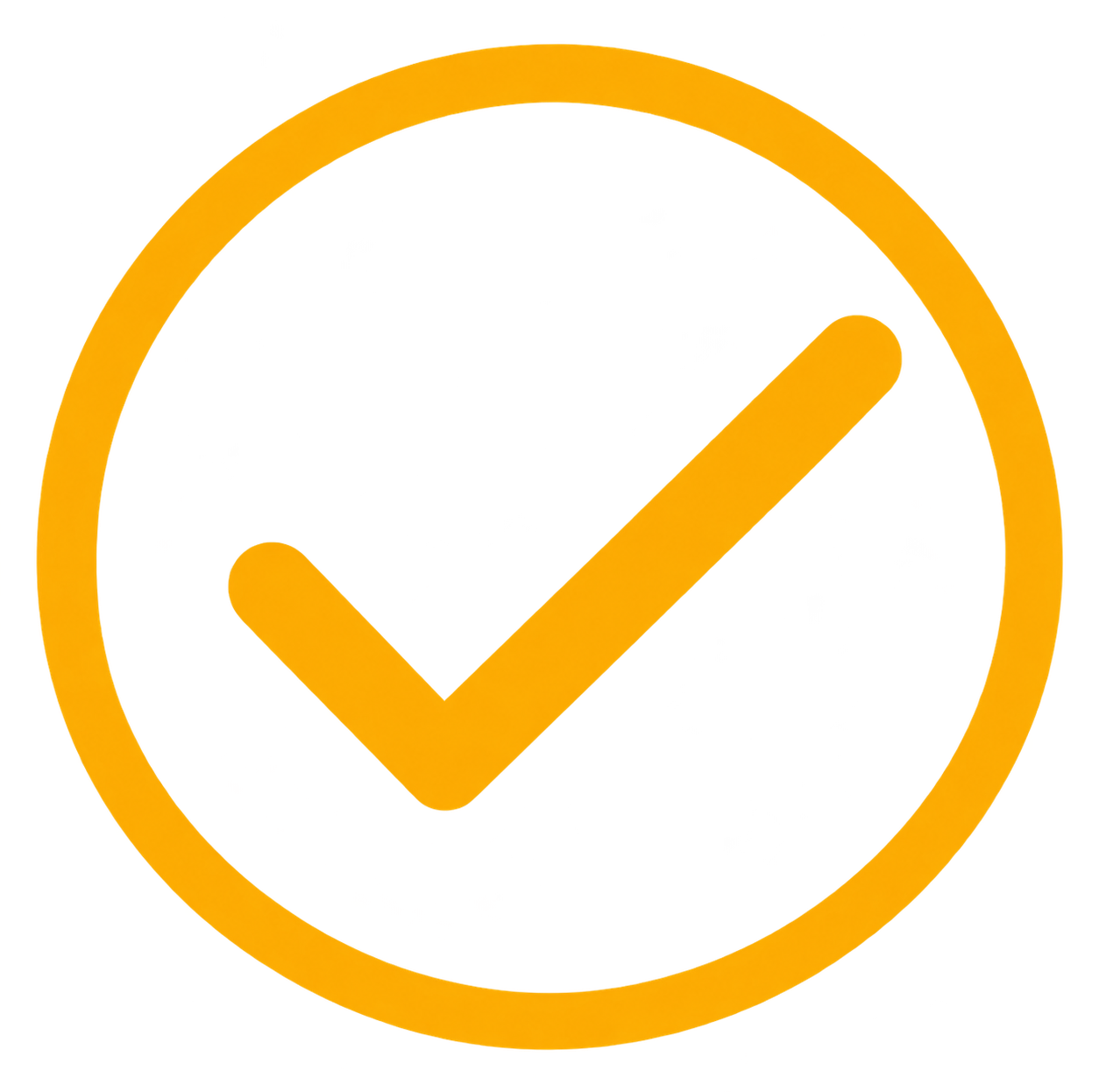Yellow background with a large orange checkmark inside a circle, indicating approval or correctness.