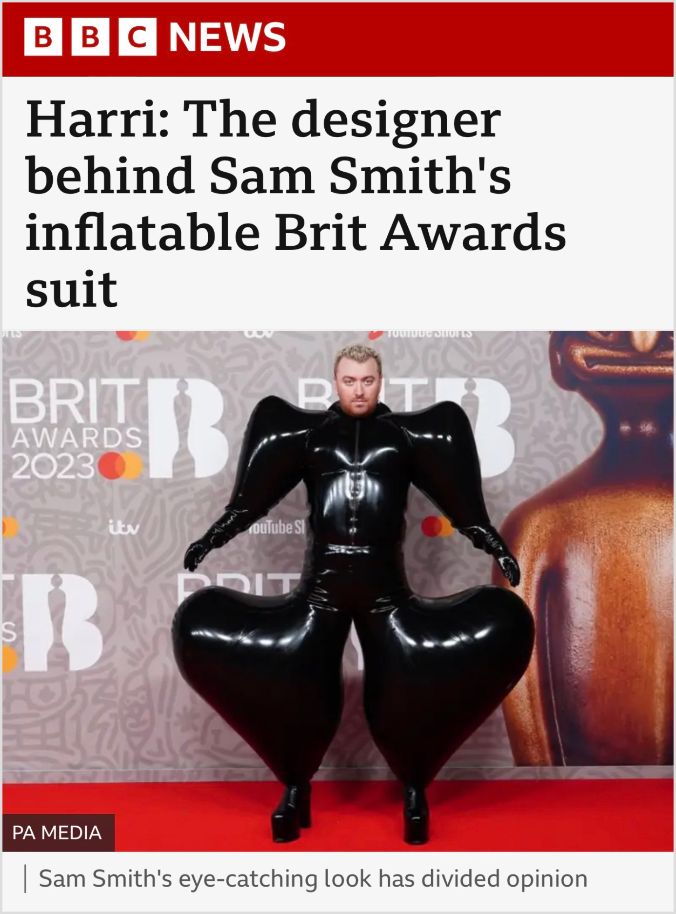 Media Partnership – Harri London x Sam Smith Brit Awards 2023 in BBC News