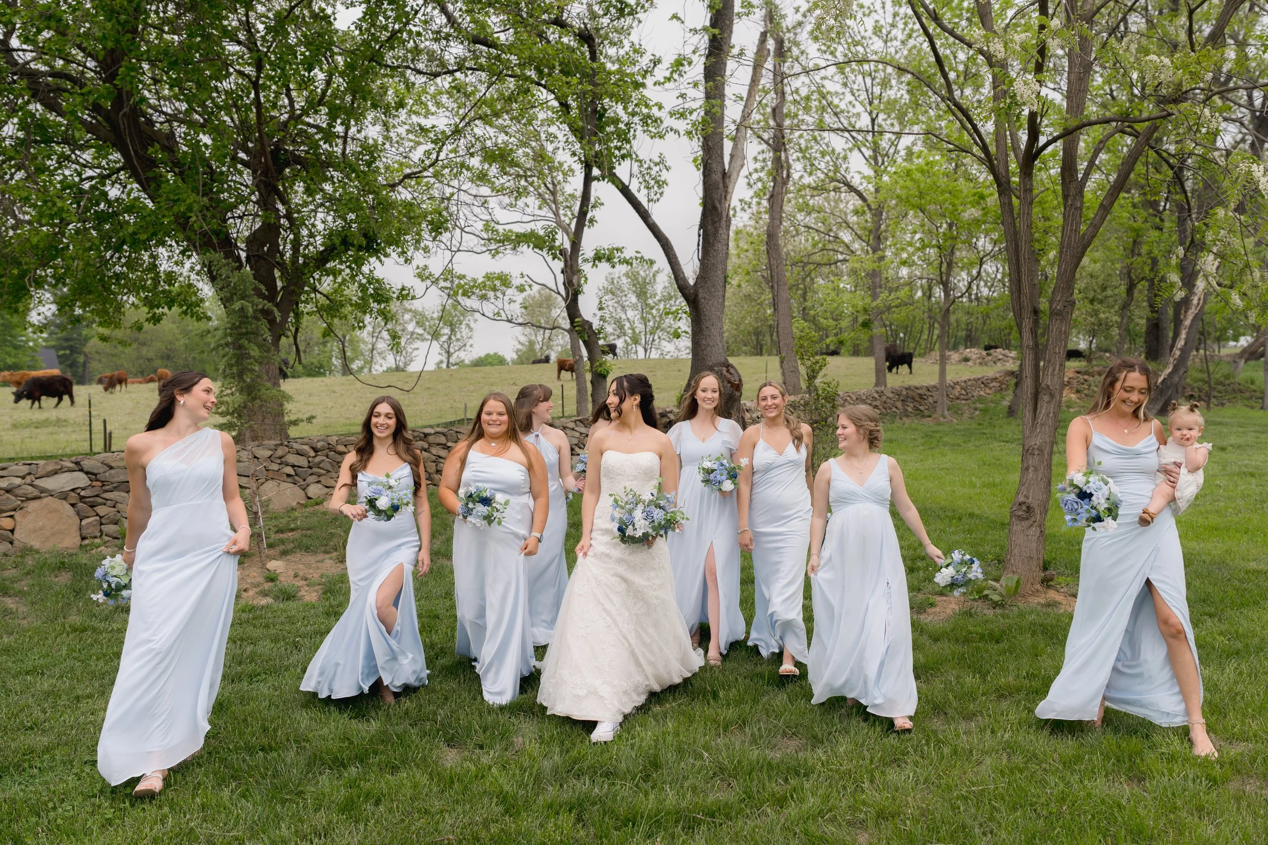 Bridesmaids portraits captured for a Catholic Wedding in Purcellville, Virginia captured by Florida Documentary Photographer Catherine Skelly