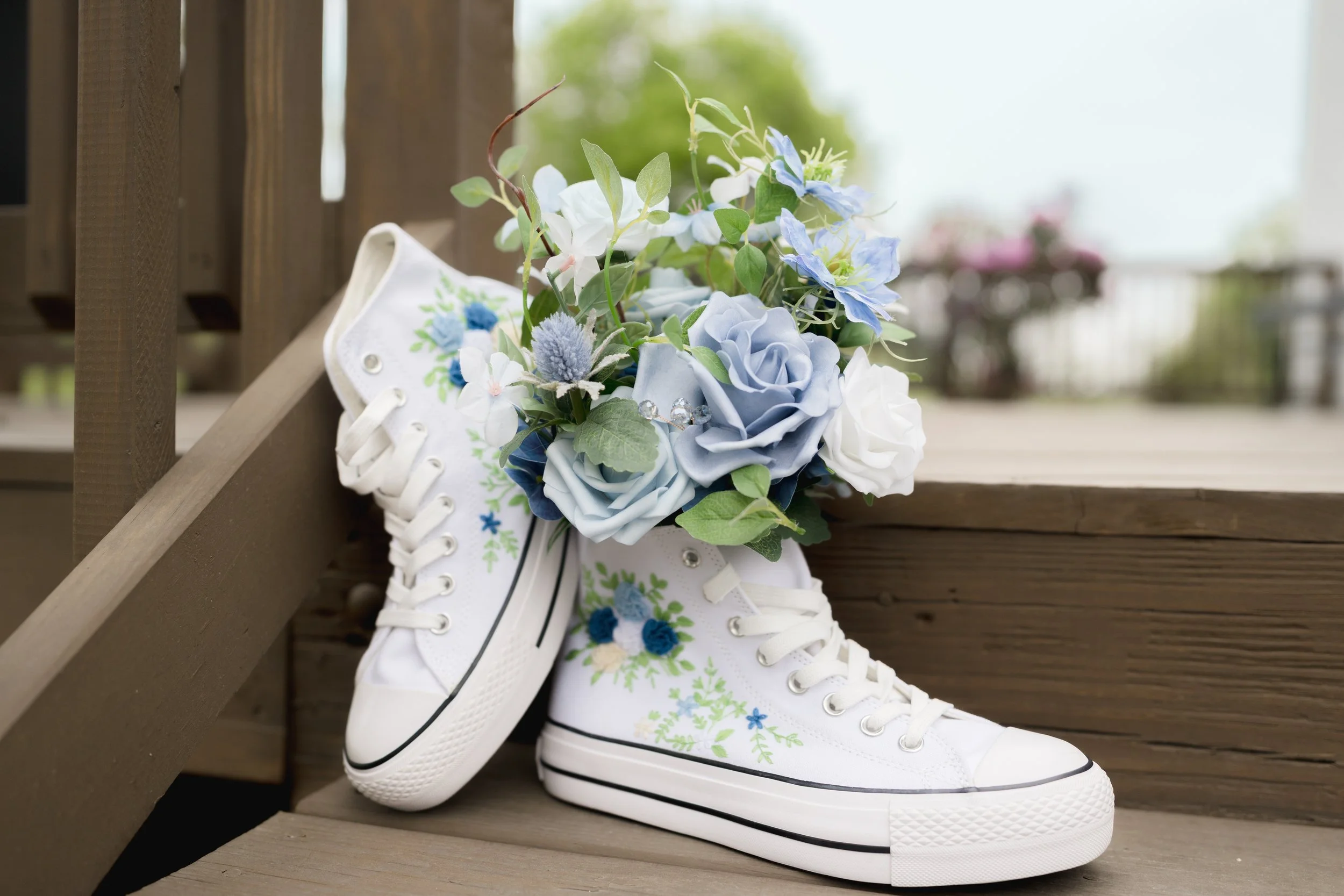 Customized wedding day converse for a Catholic Wedding in Purcellville, Virginia captured by Florida Documentary Photographer Catherine Skelly