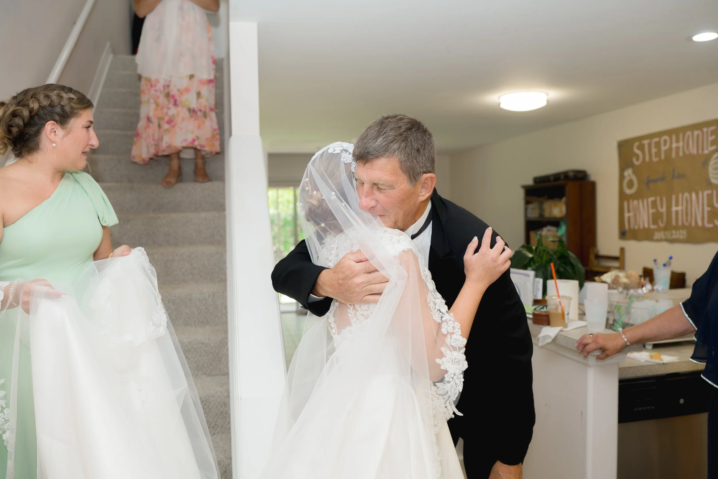 First Look with Dad captured for a wedding in Ave Maria, Florida by Florida Documentary Wedding Photographer Catherine Skelly